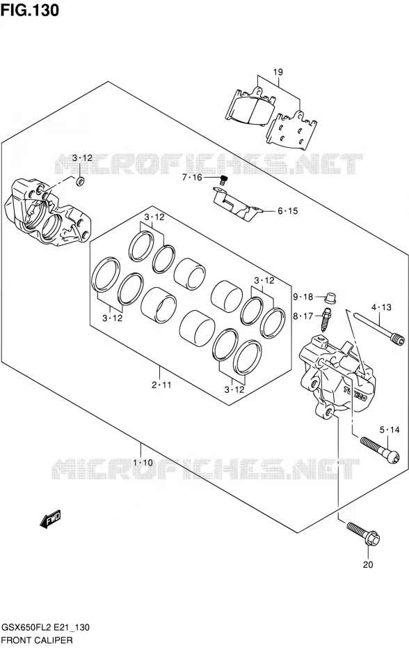 FRONT CALIPER (GSX650FUAL2 E21) Suzuki MOTO 650 GSX-F 2014  GSX650FAL2(E21)