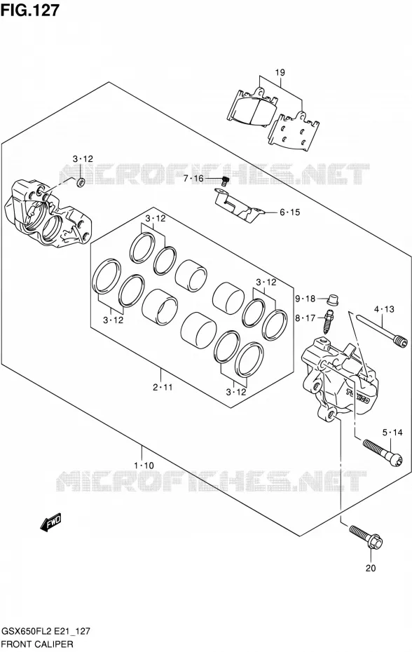 FRONT CALIPER (GSX650FUL2 E21) Suzuki MOTO 650 GSX-F 2012  GSX650FAL2(E21)