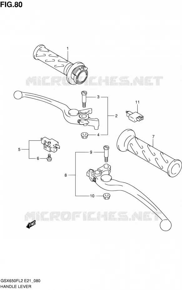 HANDGRIPS - LEVERS (GSX650FUL2 E24) Suzuki MOTO 650 GSX-F 2012  GSX650FAL2(E21)