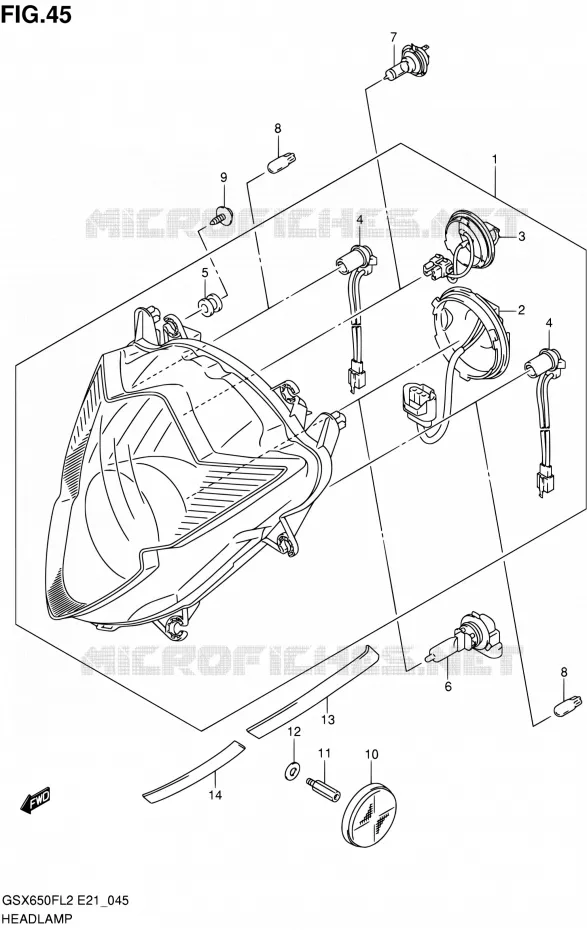 KOPLAMP (GSX650FL2 E24) Suzuki MOTO 650 GSX-F 2014  GSX650FAL2(E21)