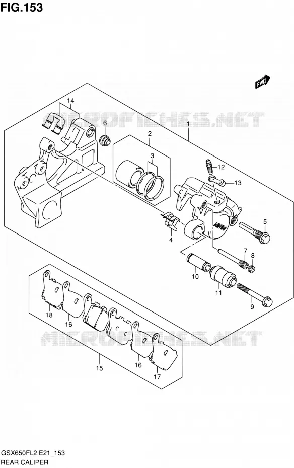 REAR CALIPER (GSX650FL2 E24) Suzuki MOTO 650 GSX-F 2012  GSX650FAL2(E21)