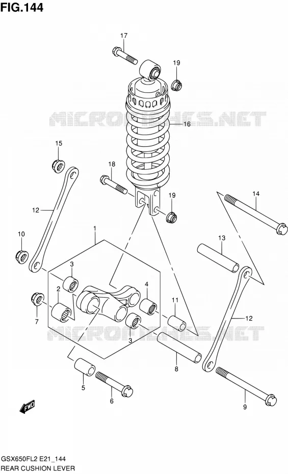 SCHOKBREKER AANEENSCHAKELING (GSX650FAL2 E21) Suzuki MOTO 650 GSX-F 2013  GSX650FAL2(E21)