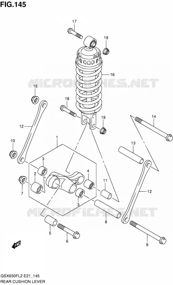 SCHOKBREKER AANEENSCHAKELING (GSX650FUAL2 E21) Suzuki MOTO 650 GSX-F 2016  GSX650FAL2(E21)