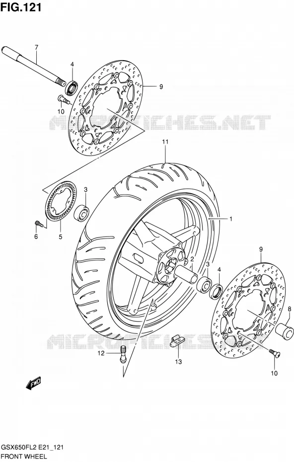 VOORWIEL (GSX650FAL2 E21) Suzuki MOTO 650 GSX-F 2014  GSX650FAL2(E21)
