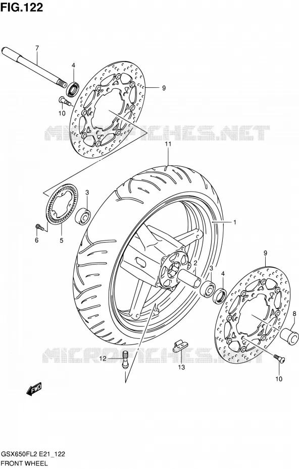VOORWIEL (GSX650FUAL2 E21) Suzuki MOTO 650 GSX-F 2012  GSX650FAL2(E21)