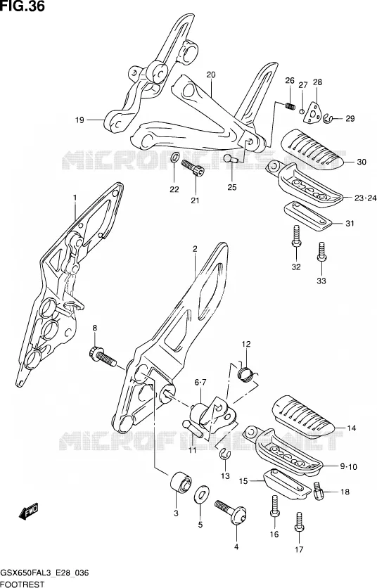 FOOTREST Suzuki MOTO 650 GSX-F 2013  GSX650FA L3