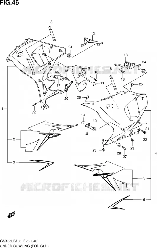 ONDERAANKLEDING (GLR) Suzuki MOTO 650 GSX-F 2013  GSX650FA L3