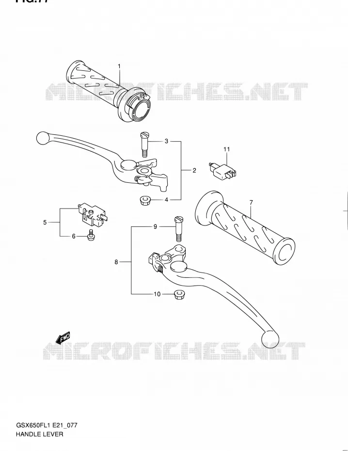 HANDGRIPS - LEVERS (GSX650FL1 E21) Suzuki MOTO 650 GSX-F 2011  GSX650FUL1(E24)