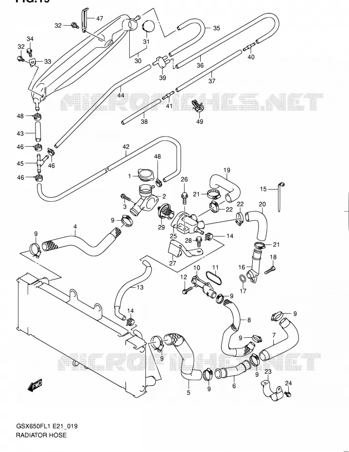 RADIATOR SLANG Suzuki MOTO 650 GSX-F 2011  GSX650FUL1(E24)
