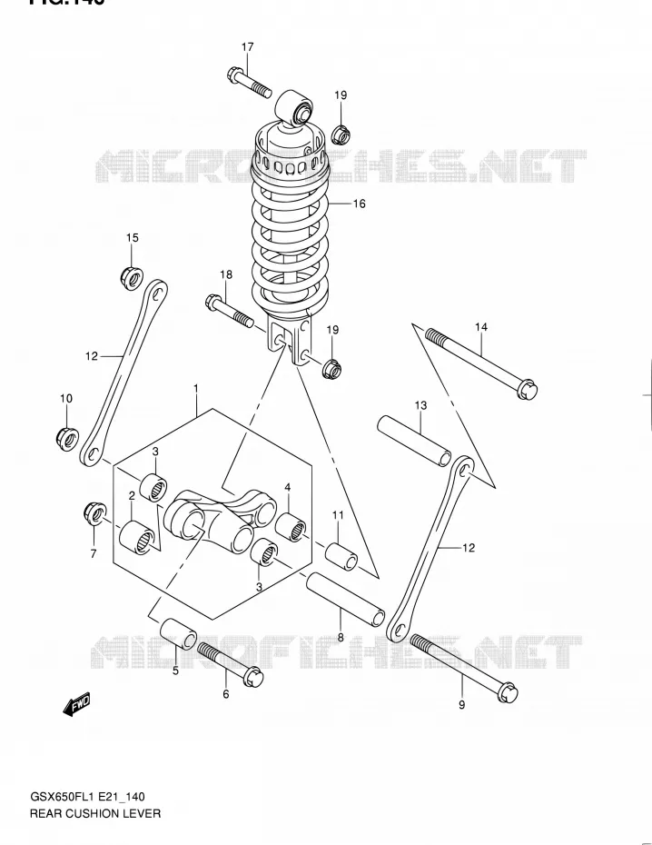 SCHOKBREKER AANEENSCHAKELING (GSX650FL1 E21) Suzuki MOTO 650 GSX-F 2011  GSX650FUL1(E24)
