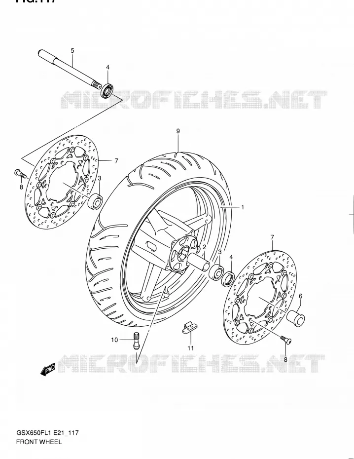 VOORWIEL (GSX650FL1 E21) Suzuki MOTO 650 GSX-F 2011  GSX650FUL1(E24)