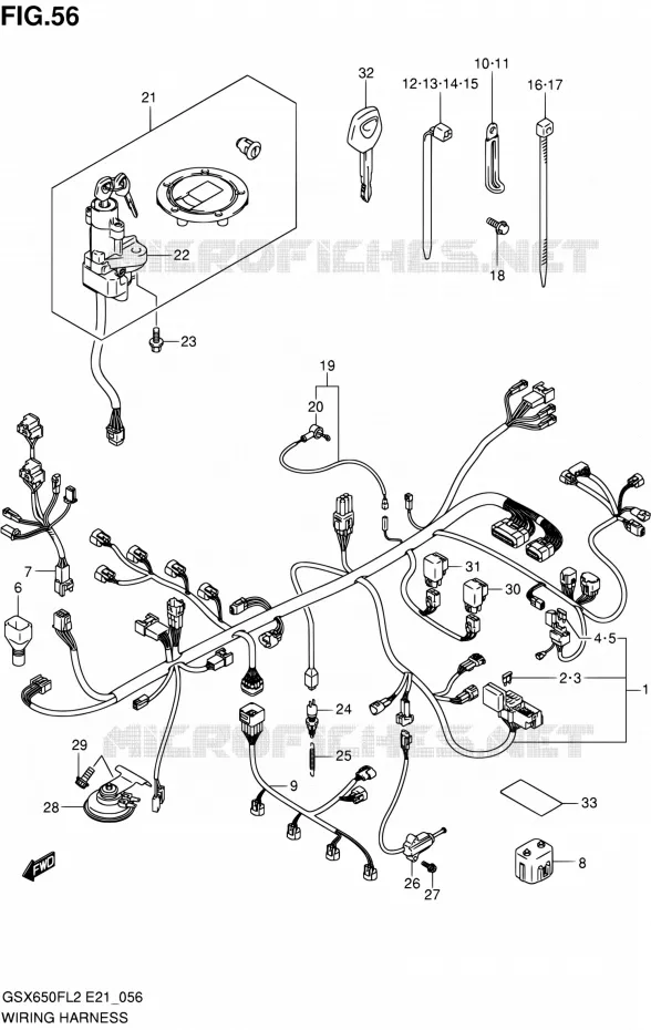 BEDRADING (GSX650FAL2 E21) Suzuki MOTO 650 GSX-F 2012  GSX650FUL2(E21)