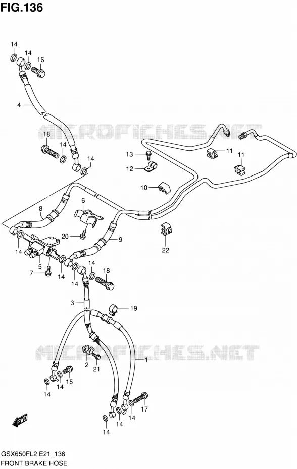 FRONT REMSLANG (GSX650FUAL2 E21) Suzuki MOTO 650 GSX-F 2012  GSX650FUL2(E21)