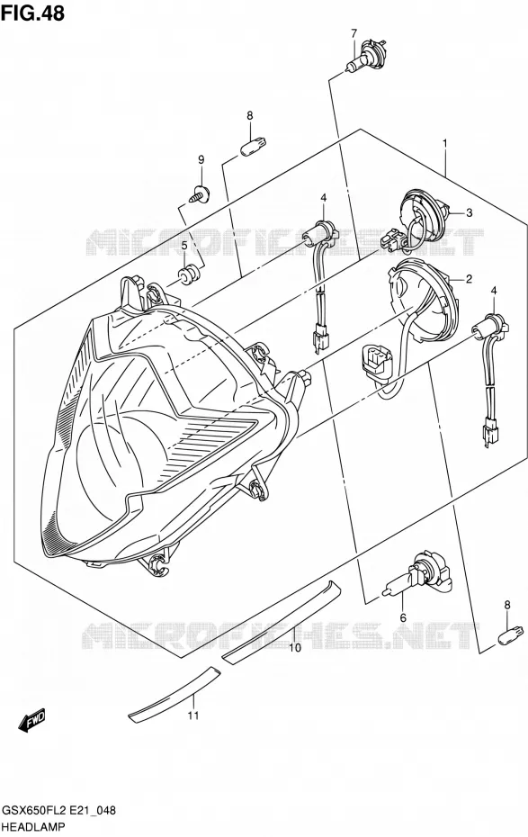 KOPLAMP (GSX650FAL2 E21) Suzuki MOTO 650 GSX-F 2012  GSX650FUL2(E21)