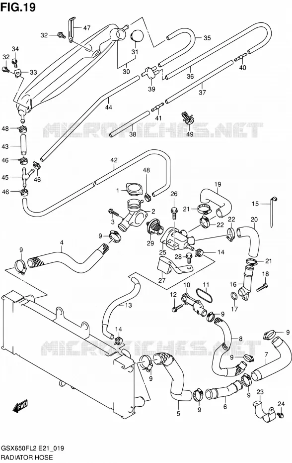 RADIATOR SLANG Suzuki MOTO 650 GSX-F 2012  GSX650FUL2(E21)