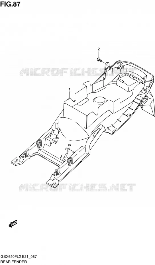 ACHTERSPATBORD (GSX650FAL2 E21) Suzuki MOTO 650 GSX-F 2012  GSX650FUL2(E24)