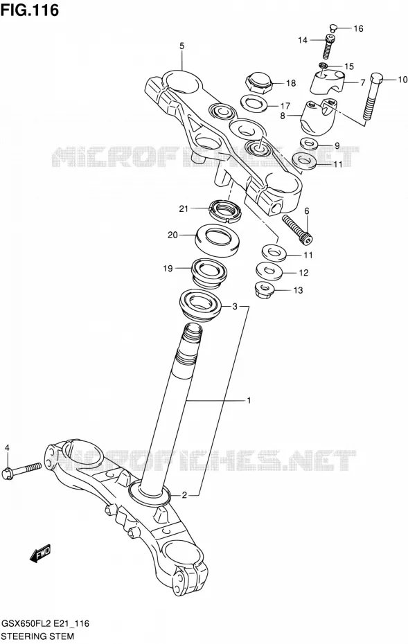 STUURKOLOM (GSX650FUAL2 E21) Suzuki MOTO 650 GSX-F 2012  GSX650FUAL2(E21)
