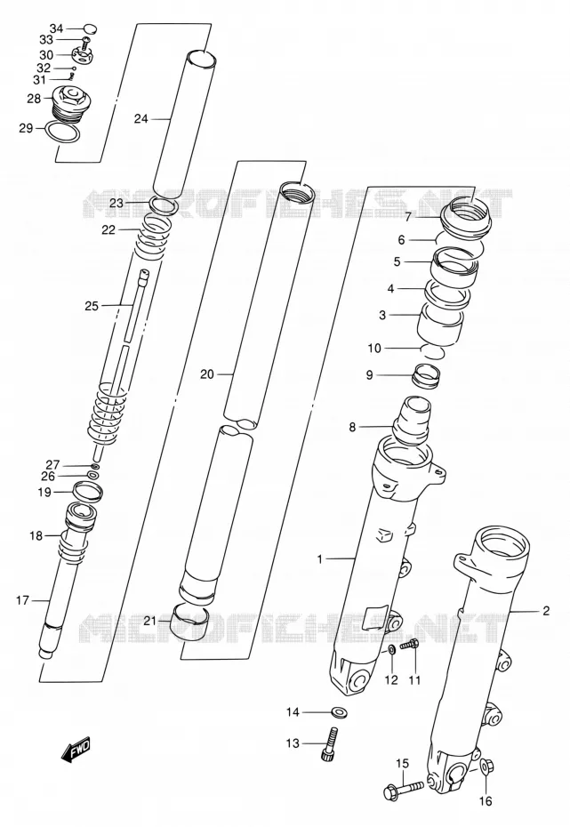 FRONT SCHOKDEMPER (MODELE K/L/M/N/P/R) Suzuki MOTO 750 GSX-F 1989  GSX750FK(E02)
