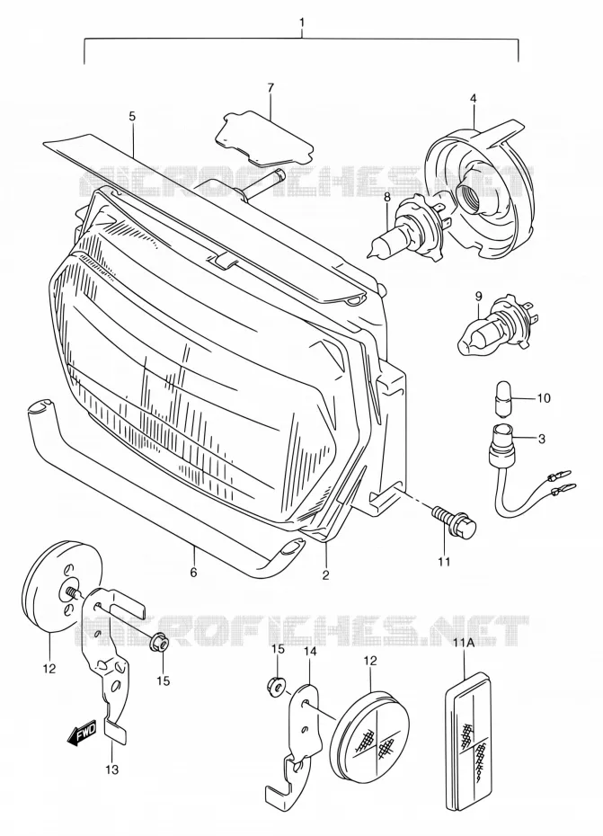 KOPLAMP (MODELE K/L/M/N/P/R) Suzuki MOTO 750 GSX-F 1990  GSX750FL(E02)