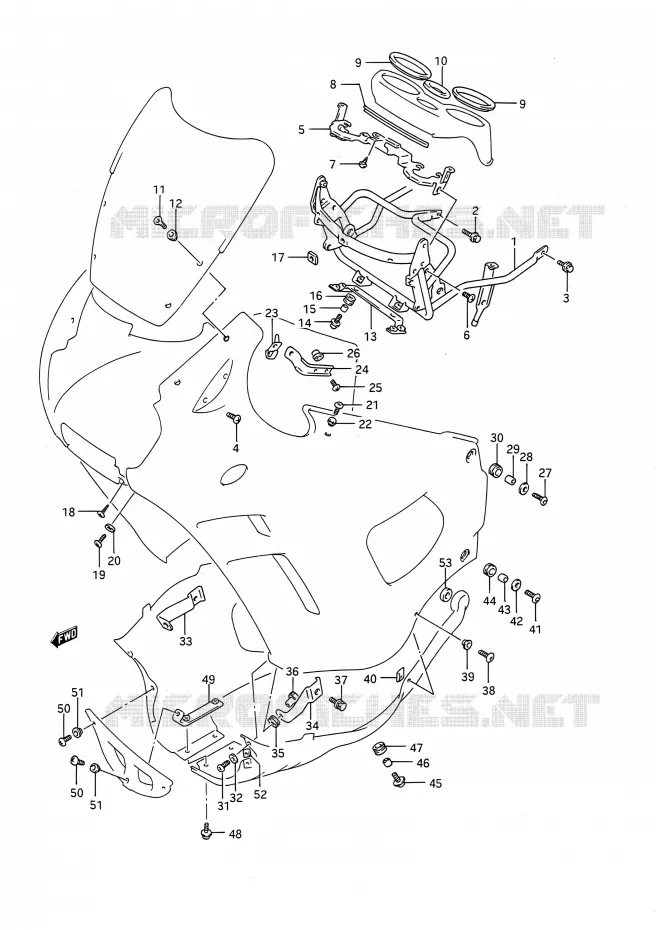 FAIRING INSTALLATIEDELEN Suzuki MOTO 750 GSX-F 1994  GSX750F R (E03,E28,E33)