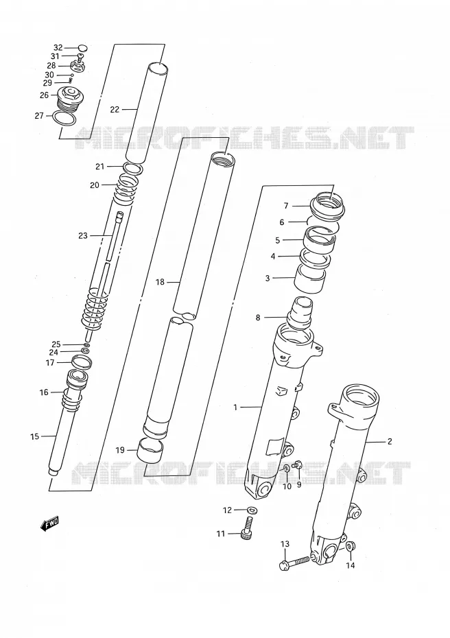 FRONT SCHOKDEMPER Suzuki MOTO 750 GSX-F 1996  GSX750F T (E03,E28,E33)