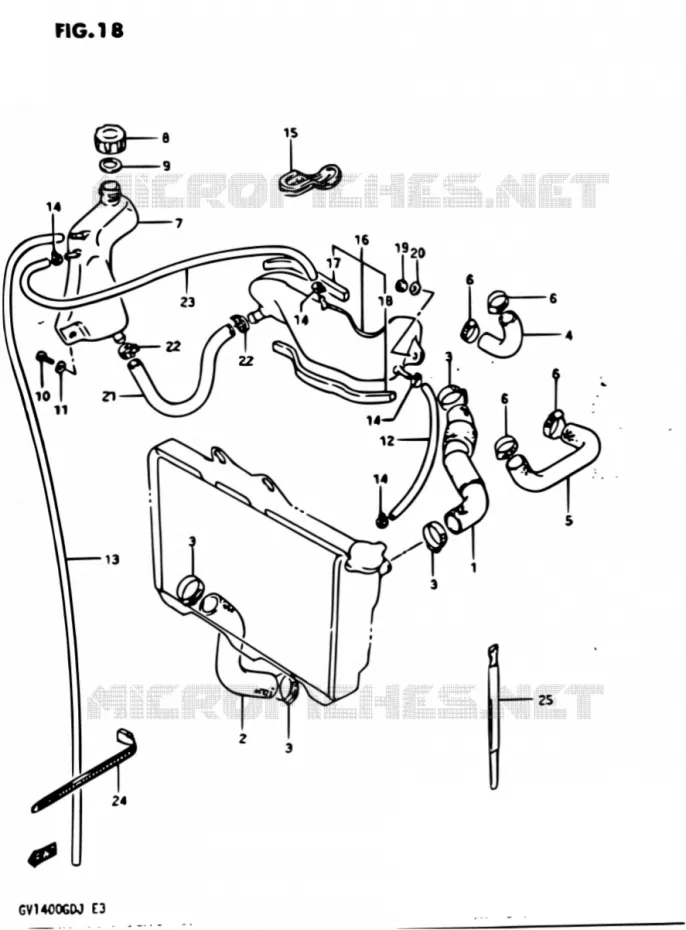 RADIATOR SLANG - EXPANSIEVAT Suzuki MOTO 1400 CAVALCADE 1987  GV1400GD H/GV1400GC H
