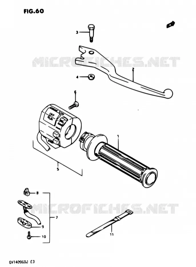 RIGHT SWITCH GV1400GDG/GCG/MODELE H/J Suzuki MOTO 1400 CAVALCADE 1987  GV1400GD H/GV1400GC H