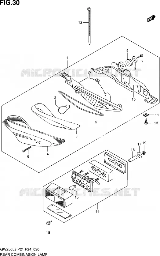 ACHTERLICHT (GW250L3 P21) Suzuki MOTO 250 INAZUMA 2014  GW250 L3 (P21)