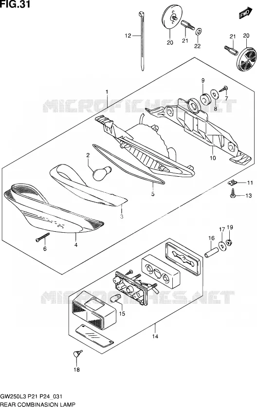 ACHTERLICHT (GW250L3 P24) Suzuki MOTO 250 INAZUMA 2013  GW250 L3 (P21)