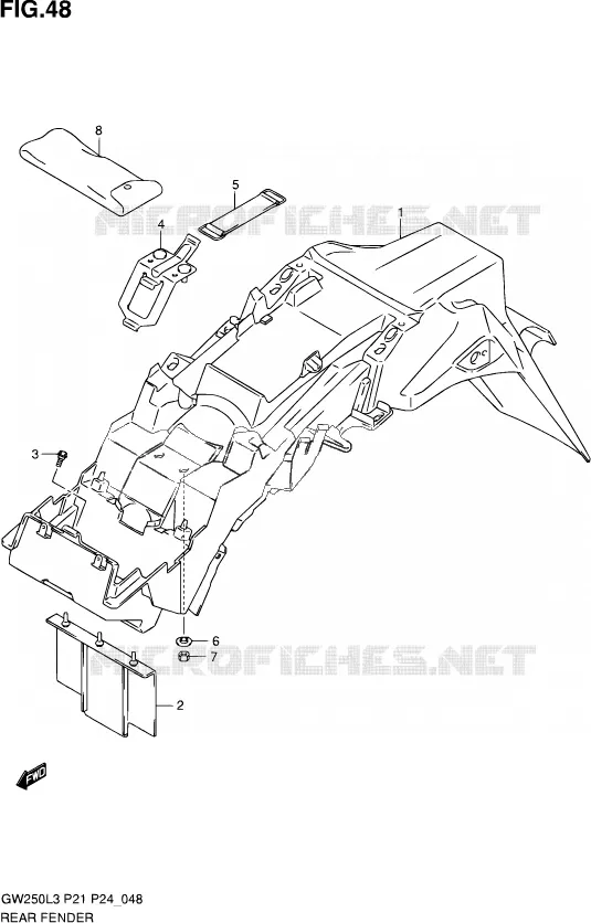 ACHTERSPATBORD Suzuki MOTO 250 INAZUMA 2012  GW250 L3 (P21)