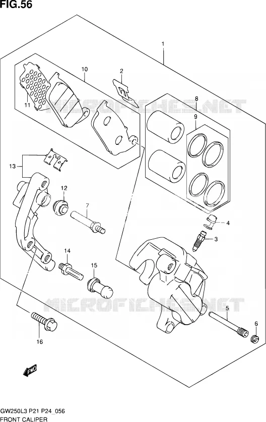 FRONT CALIPER Suzuki MOTO 250 INAZUMA 2012  GW250 L3 (P21)