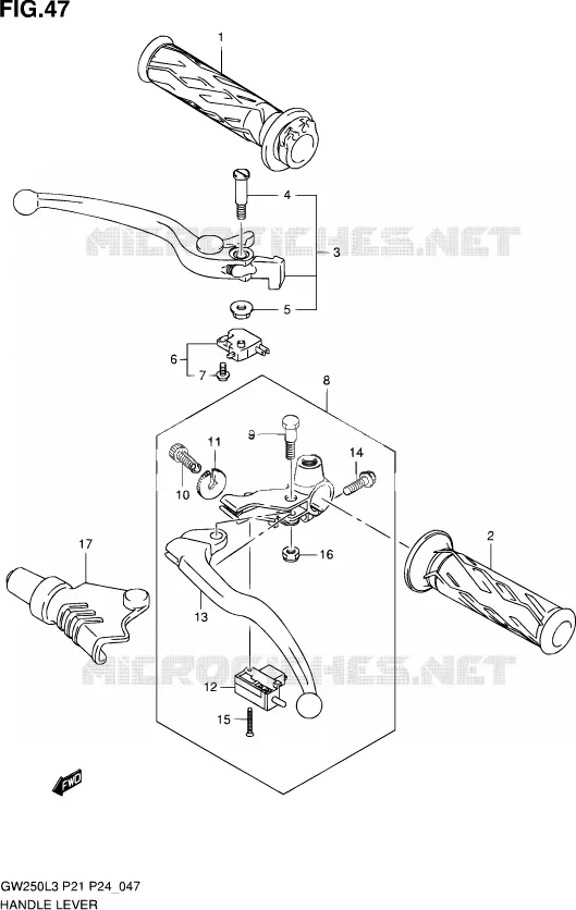 HANDGRIPS - LEVERS Suzuki MOTO 250 INAZUMA 2016  GW250 L3 (P21)