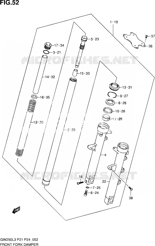 VOORVORK (GW250L3 P21) Suzuki MOTO 250 INAZUMA 2016  GW250 L3 (P21)
