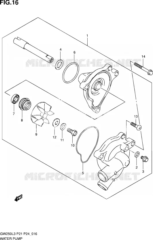 WATERPOMP Suzuki MOTO 250 INAZUMA 2012  GW250 L3 (P21)