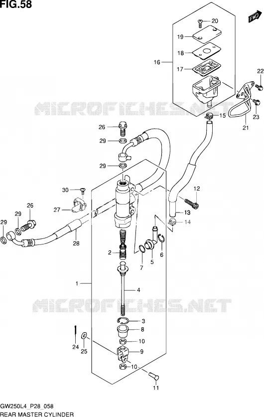 ACHTER HOOFDREMCILINDER Suzuki MOTO 250 INAZUMA 2014  GW250 L4 (P28)