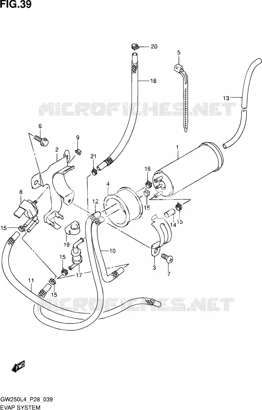 FUEL EVAP SYSTEM Suzuki MOTO 250 INAZUMA 2014  GW250 L4 (P28)