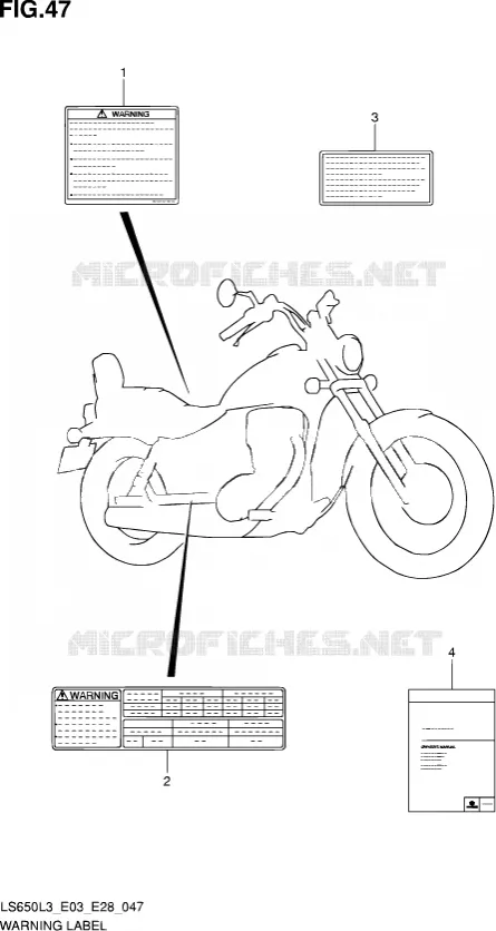 WAARSCHUWINGSLABEL (LS650L3 E03) Suzuki MOTO 650 SAVAGE 2013  LS650 L3