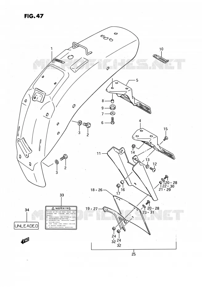 ACHTERSPATBORD Suzuki MOTO 650 SAVAGE 1990  LS650PL(E24)