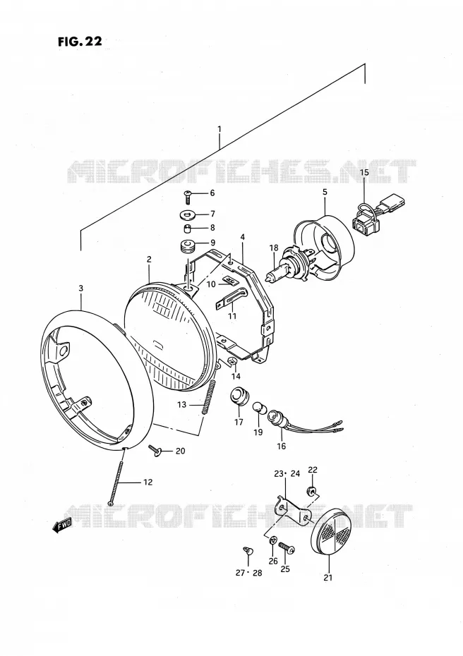 KOPLAMP (MODELE G/J/K/L/M) Suzuki MOTO 650 SAVAGE 1990  LS650PL(E24)