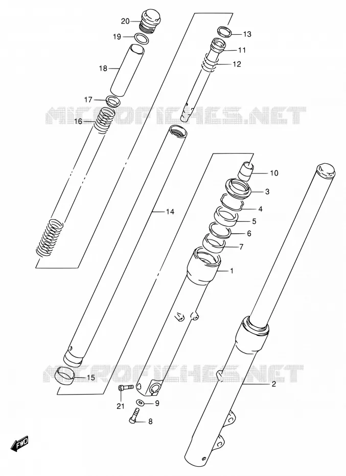 FRONT SCHOKDEMPER (MODELE X/Y/K1 P37) Suzuki MOTO 650 SAVAGE 1999  LS650PX(E22)