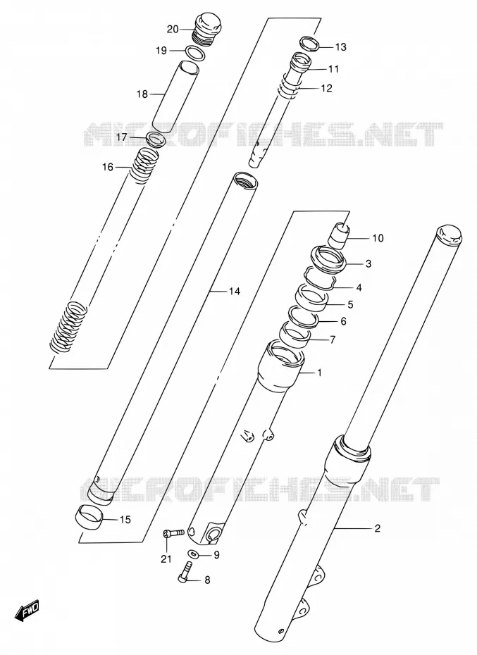 FRONT SCHOKDEMPER (MODELE X/Y/K1 P37) Suzuki MOTO 650 SAVAGE 2002  LS650PK2(E22)