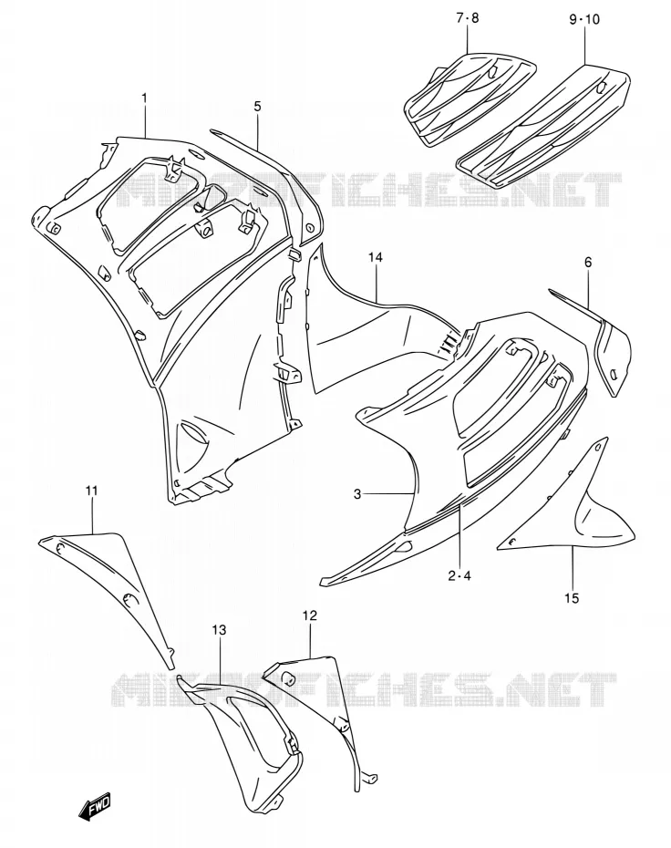 SIDE KUIP (MODELE P/R) Suzuki MOTO 600 RF 1993  RF600RP/RF600RUP
