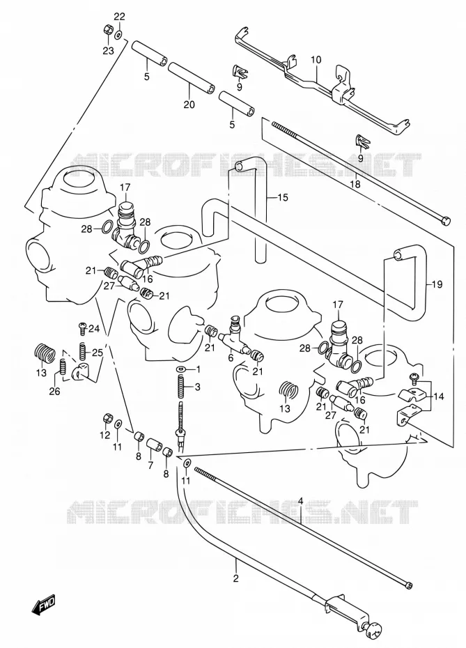 CARBURETOR AANSLUITINGEN (MODELE S/T/V) Suzuki MOTO 600 RF 1995  RF600RS/RF600RUS