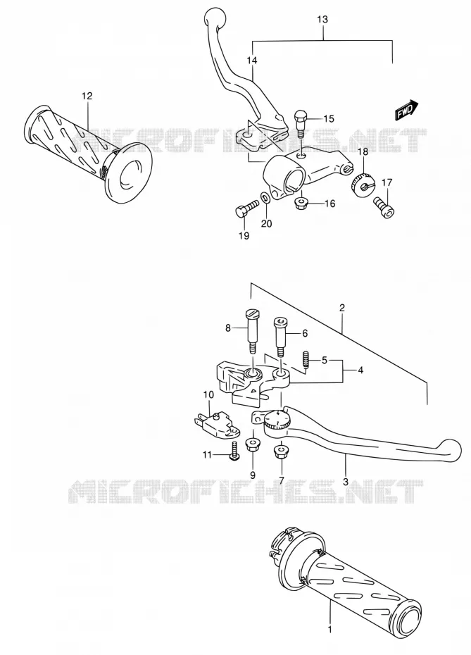 HANDGRIPS - LEVERS Suzuki MOTO 600 RF 1995  RF600RS/RF600RUS