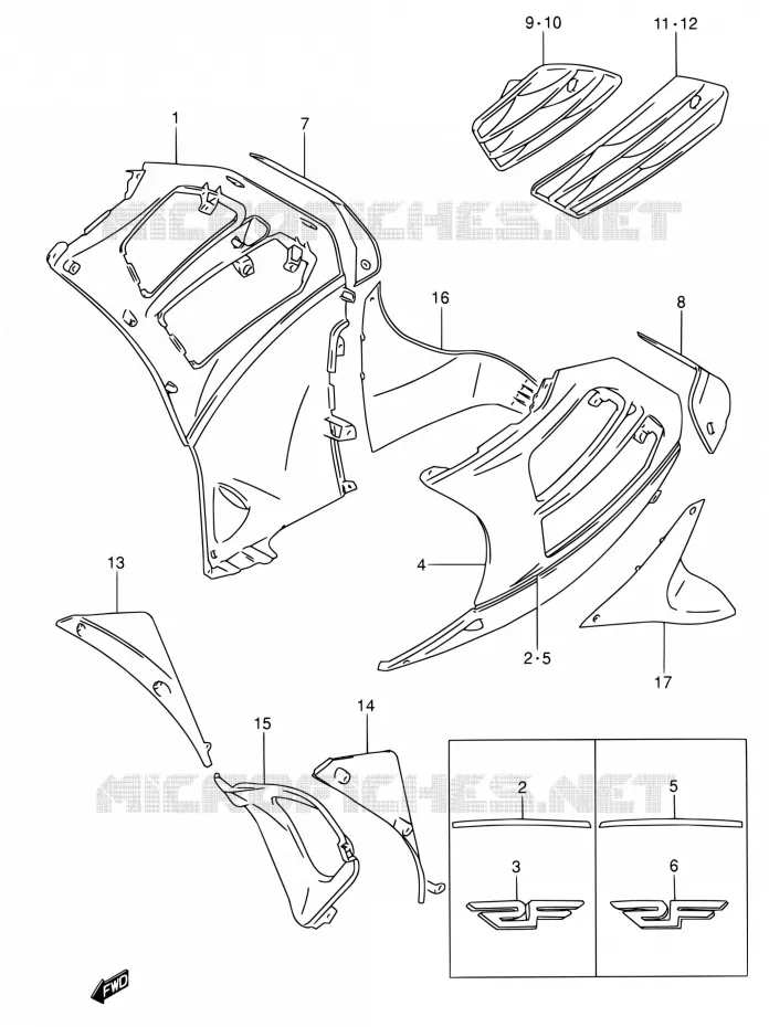 SIDE KUIP (MODELE S) Suzuki MOTO 600 RF 1995  RF600RS/RF600RUS