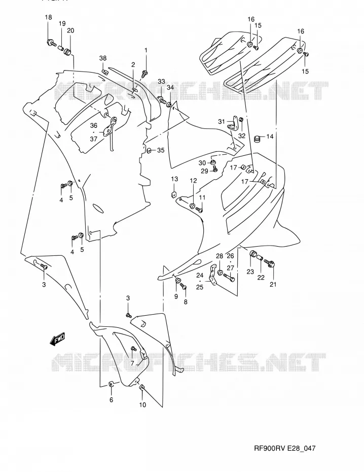 SIDE KUIP Suzuki MOTO 900 RF 1995  RF900RZ S (E03,E28,E33)