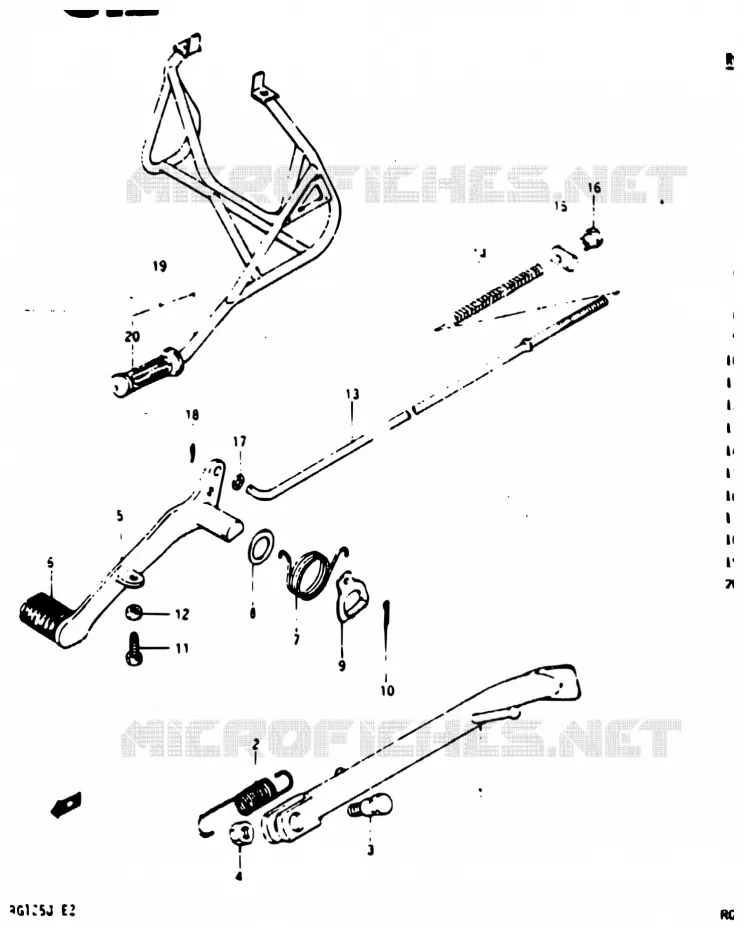 STAND - ACHTER REMPEDAAL Suzuki MOTO 125 RG 1988  RG125AU J/RG125BU J