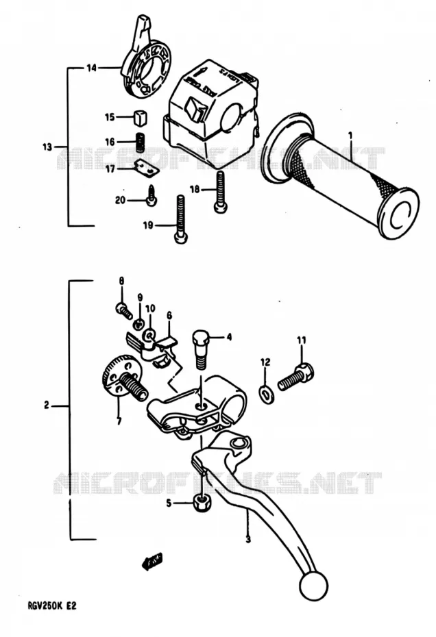 LEFT HANDVAT - SWITCH Suzuki MOTO 250 RG 1989  RGV250K(E24)