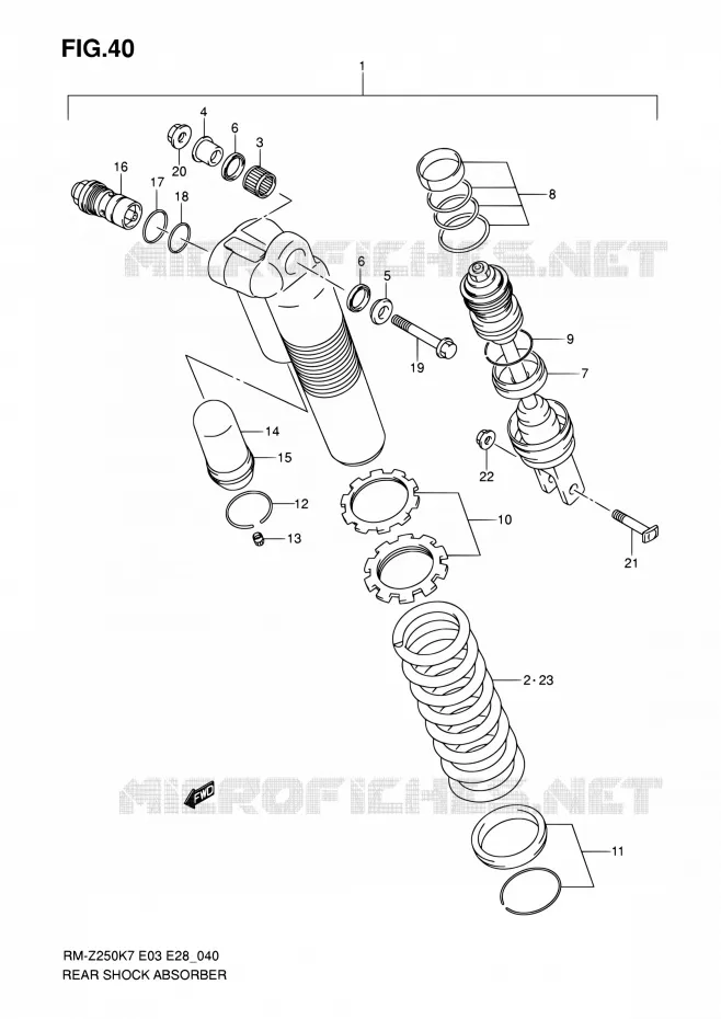 ACHTER SCHOKDEMPER Suzuki MOTO 250 RM-Z 2007  RM-Z250 K7 (E03,E28,E33)