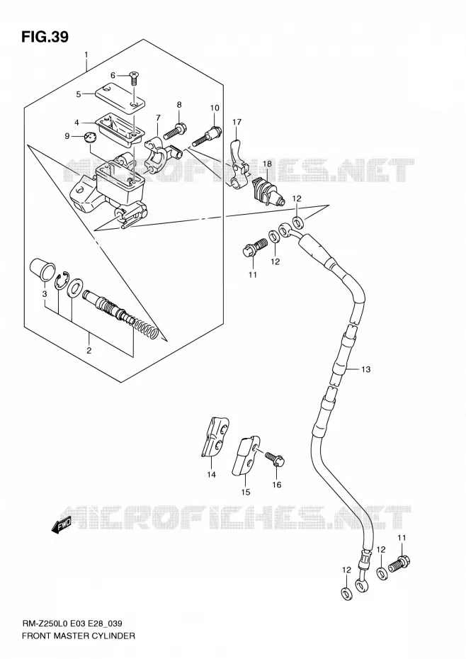 FRONT HOOFDREMCILINDER Suzuki MOTO 250 RM-Z 2010  RM-Z250 L0 (E03,E28,E33)